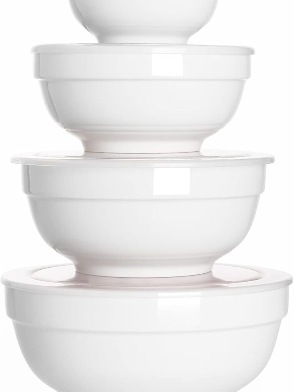 DOWAN Porcelain Serving Bowls 44/42/22/12 Ounce Nesting White Ceramic Lids
